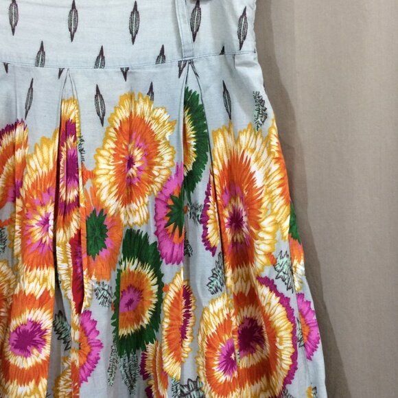 Forever Skirt 100% Cotton Knee Length Bright Floral Print Side Zip Size Medium - Picture 5 of 5